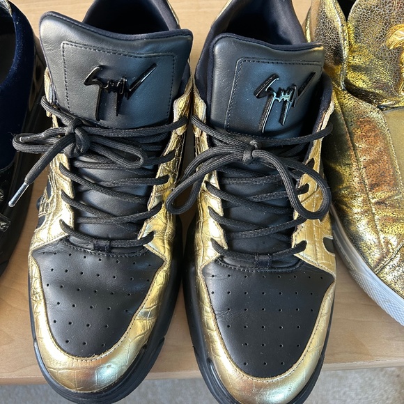 Giuseppe Zanotti Croc-Embossed Talon Gold Lowtops